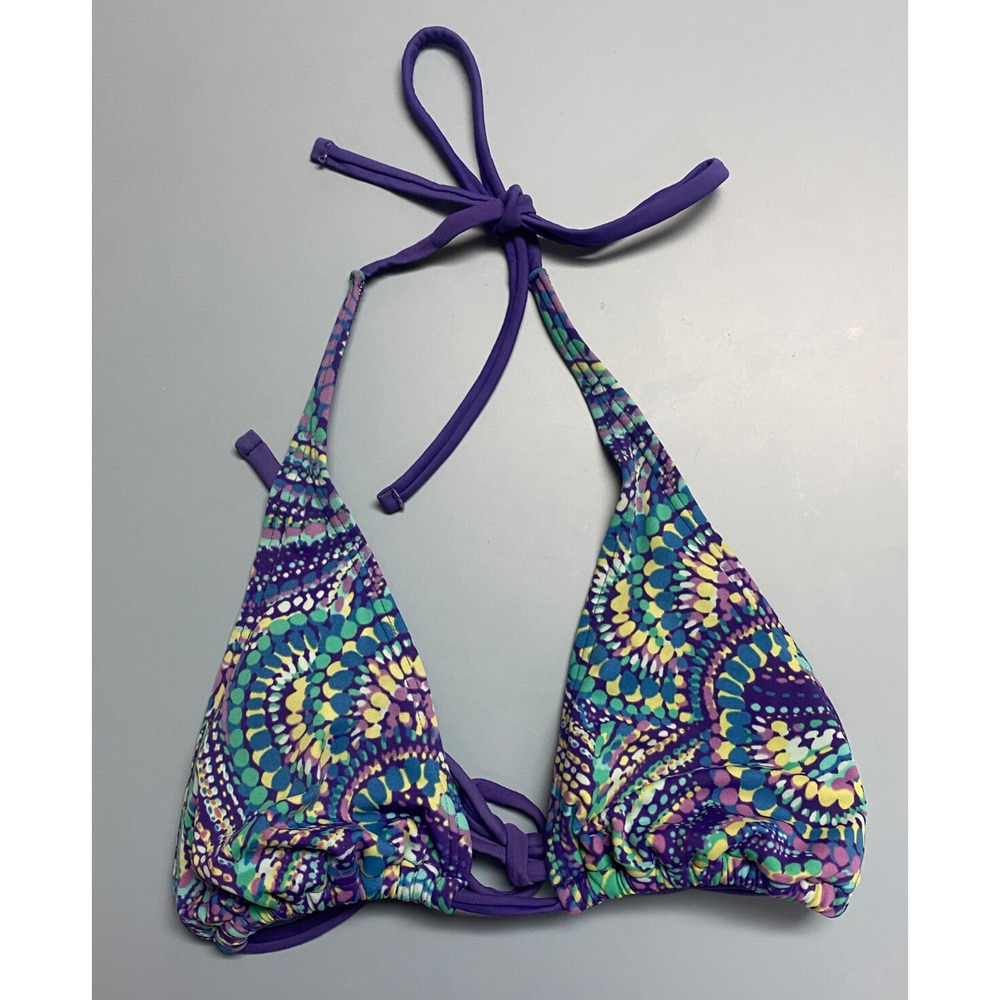 GAP BODY Sz MED M Vintage Geo Print Halter Back Tie Bikini Top Bathing Suit 2724